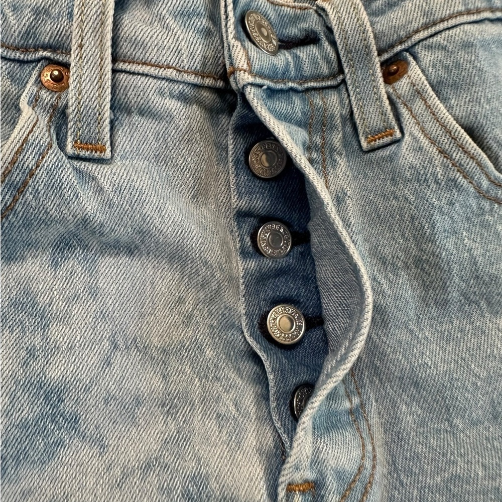 Levis 501 Women’s Denim Cut Off Shorts Waist Sz 24 Blue Button Fly 5 Pocket - Picture 17 of 17